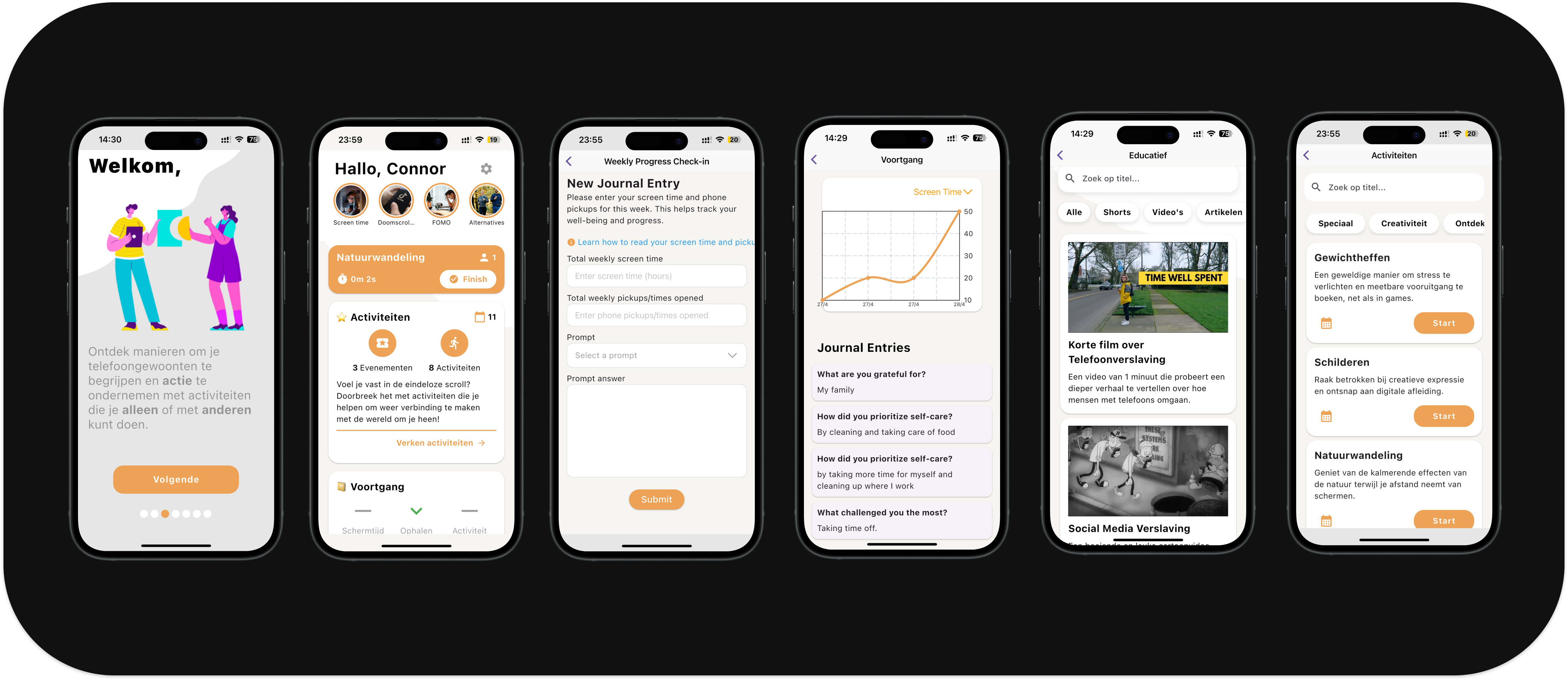 FitPhone key screens